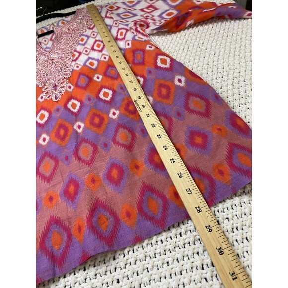 Soft Surroundings Tunic Top Women size Medium Geometric Boho Artsy Flowy Aztec - Picture 7 of 15
